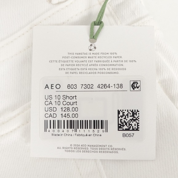 NWT American Eagle‎ AE77 Low-Rise Jegging White Women's 10 Short - Picture 2 of 9